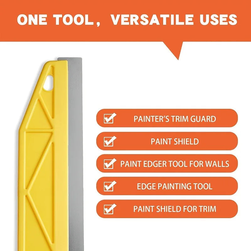 12-Inch Heavy-Duty Yellow Paint Shield Edger with Ergonomic Handle & Edge-Durable Plastic/Metal Wall Painting Tool for Precis