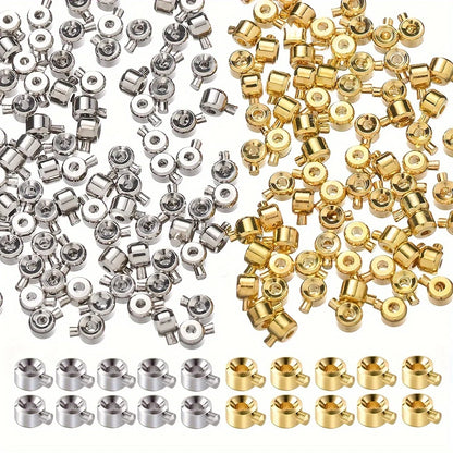 20pcs 3x4mm Coppers Positioning Buckles Clasps W/Bead Caps - DIY Necklace & Bracelet Connectors, Jewelry Closure Accessories