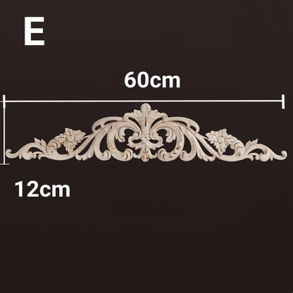 Wood Appliques and Onlays Natural Furniture Wall Door Woodcarving Decorative Long Flower Wooden Figurines Crafts Corner Frame