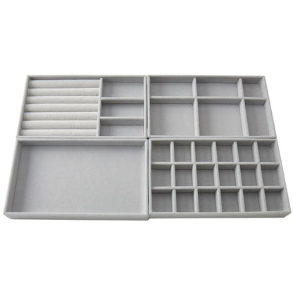 New Jewelry Organizer Velvet Jewelry Storage Tray Display Ring Bracelet Necklace Storage Box Showcase Drawer Organizer Trays