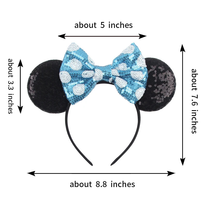 New Christmas Halloween Mouse Ears Headband Cartoon Sequin Bows Headband Birthday Party Princess Cosplay Costume For Women Ad