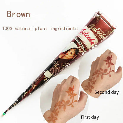 GOLECHA Black Brown Red White Henna Cones Indian Henna Tattoo Paste For Temporary Tattoo Body Art Sticker Mehndi Body Paint -