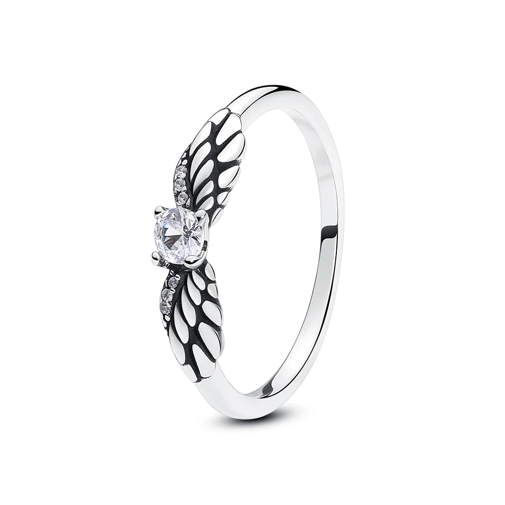 Original 925 Sterling Silver Ring Love Heart Pave CZ Crystal Stackable Rings For Women Wedding Engagement Birthday Gift Jewel