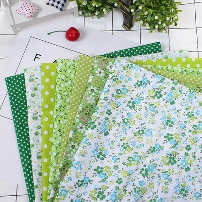 Printed Cotton Fabric for Sewing, Quilting Fabrics for Patchwork, Needlework, DIY Handmade Accessories, 25x25cm - green