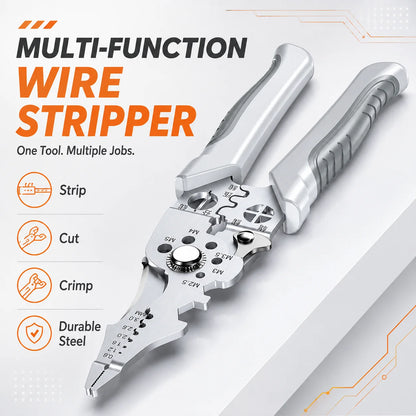 8.5 Inch Multi Functional Industrial Wire Stripper Cutter Crimper Heavy Duty Stainless Steel Electrical Pliers Ergonomic Grip