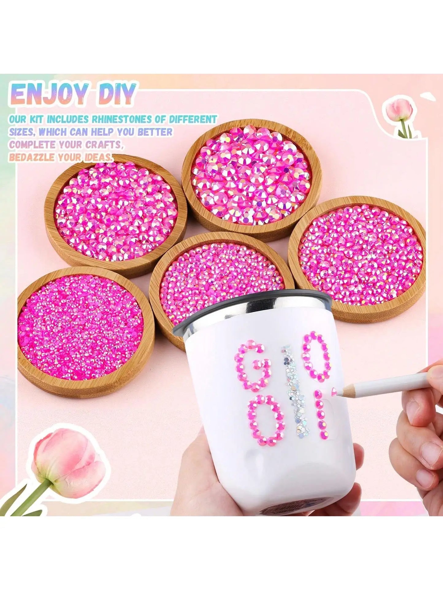 28 grid 3/4/5mm mixed color Jelly/resin drill rhinestone set DIY clothing nail drill phone drill glasses drill hat drill, etc