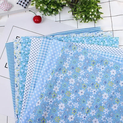 Printed Cotton Fabric for Sewing, Quilting Fabrics for Patchwork, Needlework, DIY Handmade Accessories, 25x25cm - Blue
