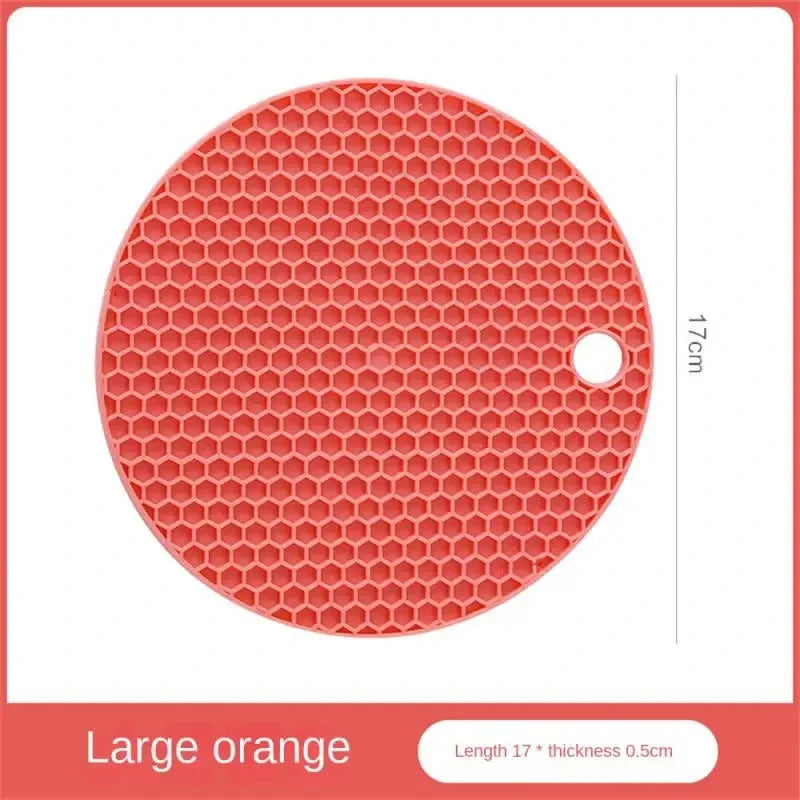 Table Mat Tool Multifunctional Kitchen Silicone Tableware Mat, Round Anti Slip Coffee Cup Coaster, Pot Holder - Big Orange