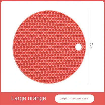 Table Mat Tool Multifunctional Kitchen Silicone Tableware Mat, Round Anti Slip Coffee Cup Coaster, Pot Holder - Big Orange