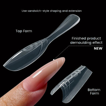 Dual-Form Nail Forms, 240 Pieces, Base and Top Molds, Nail Molds, Can Quickly Extend Nails, No Paper Form Needed, 15 Sizes Pl