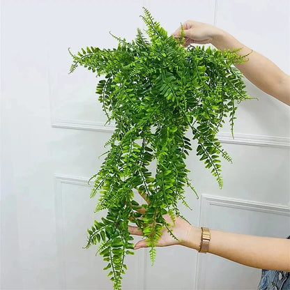 Persian fern Leaves Vines Home Room Decor Hanging Artificial Plant Plastic Leaf Grass Wedding Party Wall Balcony Decoration