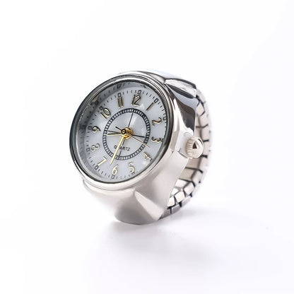 Vintage Punk Finger Watch Mini Elastic Strap Alloy Watches Couple Rings Jewelry Clock Retro Roman Quartz Watch Rings Women Me