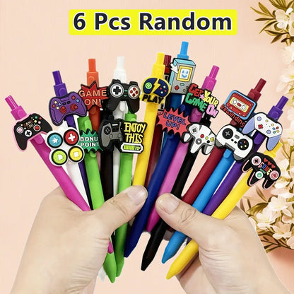 6/12/18 Pcs Fun Ballpoint Pens, Game Controller Theme Retractable Pens, Student Adult Emotional Support Gift For Back To Scho