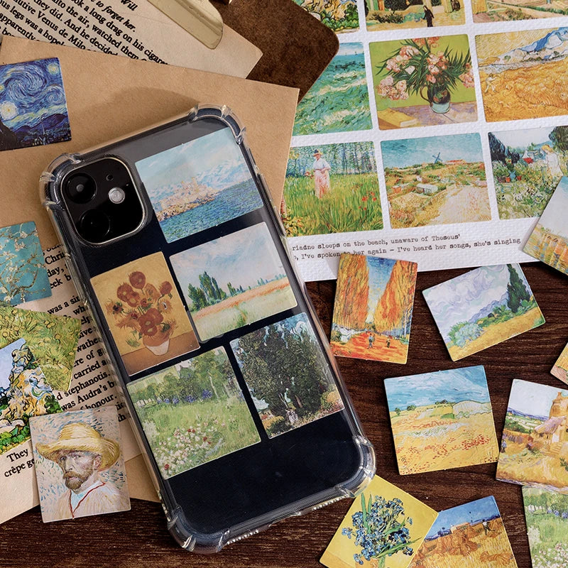 45pcs/lot Van Gogh Famous paintings Mini Box Stickers Vintage Paper Stationery Sticker Set For Diy Scrapbook Card Making Craf
