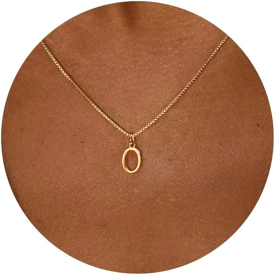 A-Z Initial Necklace 18K Gold Plated Necklace Cute Letter Stainless Steel Necklace for Women - O