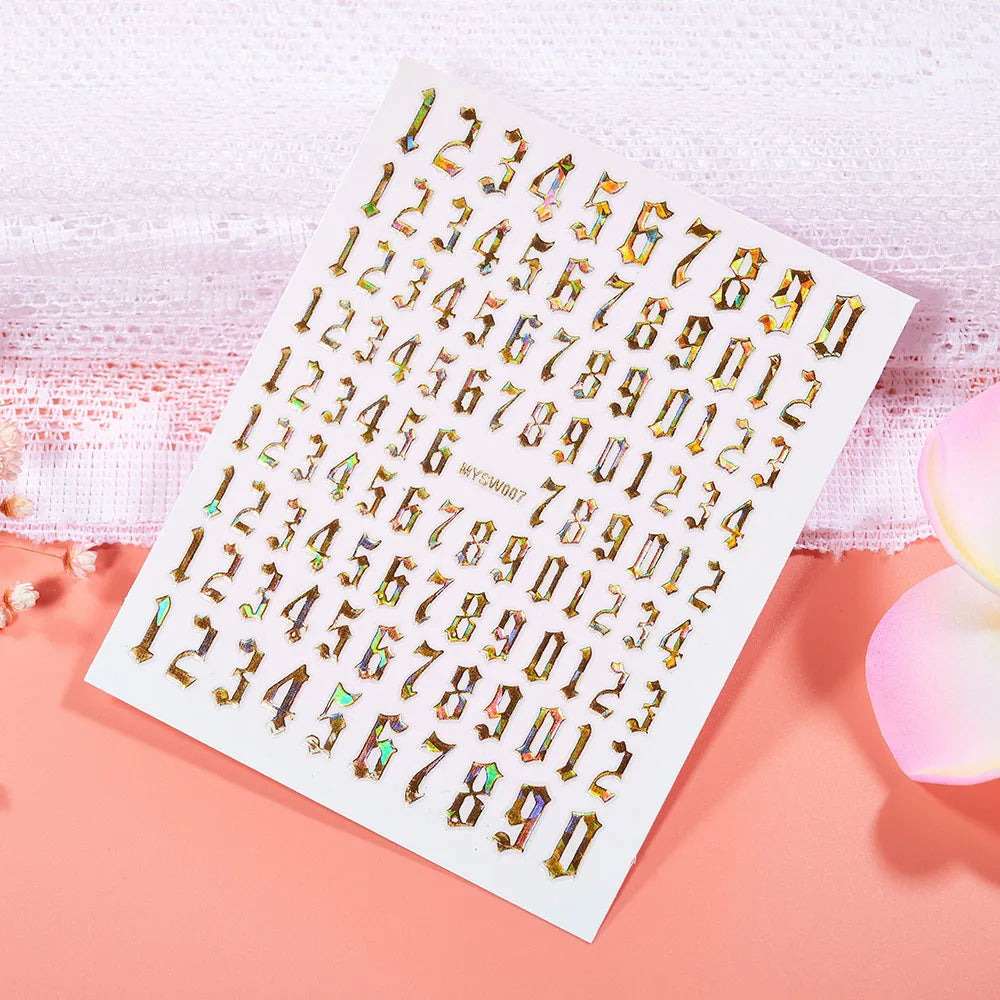 1PC 26-English Alphabet Number 3D Self-adhesive Nail Art Decal Sticker Word Small Letter Nail Decals Sticker Manicure Decorat