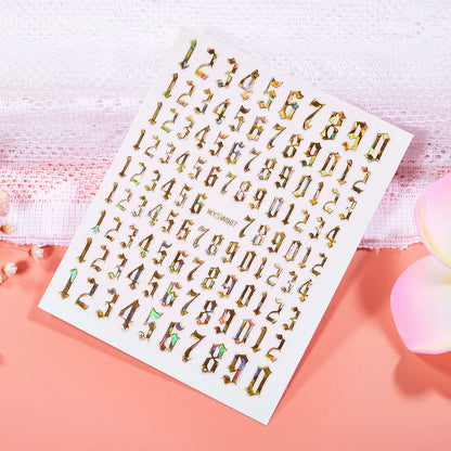 1PC 26-English Alphabet Number 3D Self-adhesive Nail Art Decal Sticker Word Small Letter Nail Decals Sticker Manicure Decorat