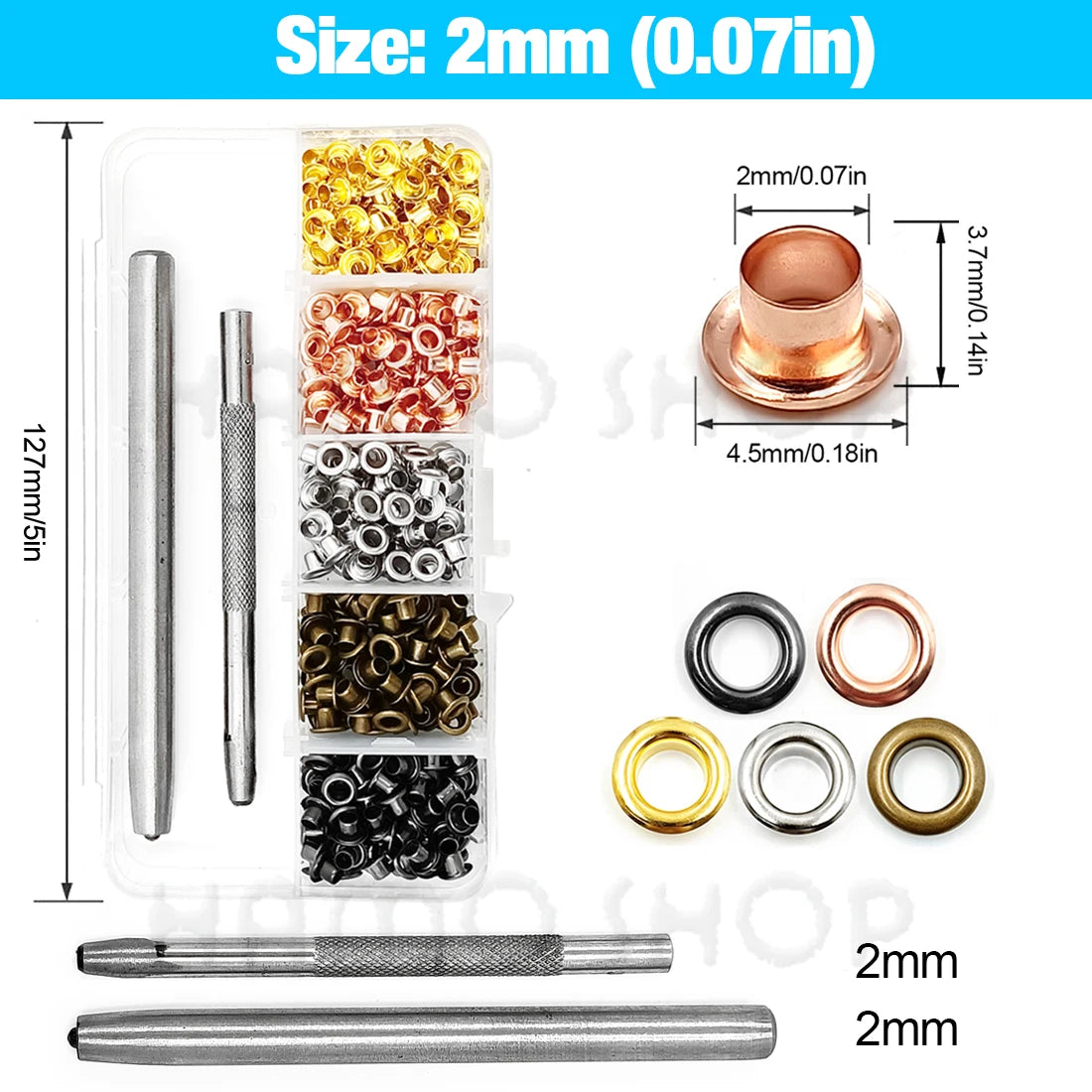 200pcs Metal Eyelet Gromment Kit Eyelet Punch Install Tool Set With Storage Box For LeatherCraft Shoes Belt Cap Bag Tags Clot