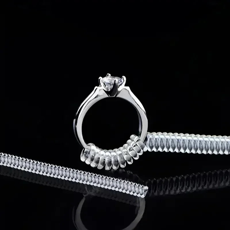 12pcs/Set Ring Size Reducer Tools Spiral Spring Based Rings Adjust Invisible Transparent Tightener Resizing Tool Jewelry Guar