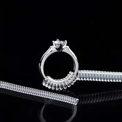 12pcs/Set Ring Size Reducer Tools Spiral Spring Based Rings Adjust Invisible Transparent Tightener Resizing Tool Jewelry Guar