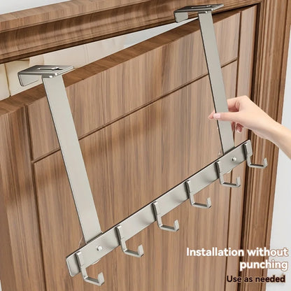 Hooks Over The Door 5/7 Hooks Metal Bathroom Organizer Rack Adjustable Clothes Coat Hat Towel Hanger Movable Holder Door Hang