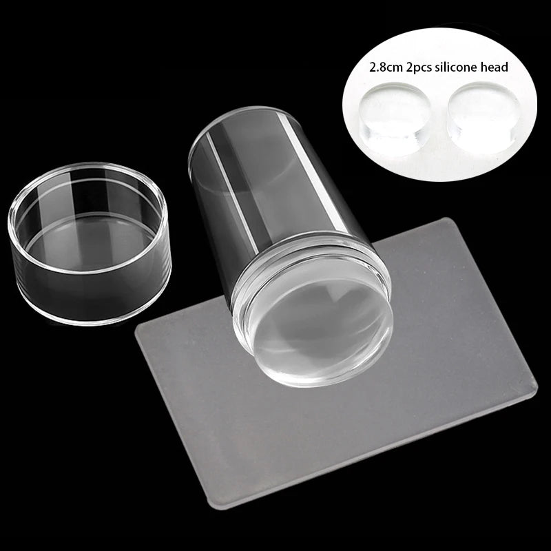 Nail Stamping Plates Pure Clear Jelly Nails Art Stamper Scraper Set Print Silicone Marshmallow Design Manicure Accessories To