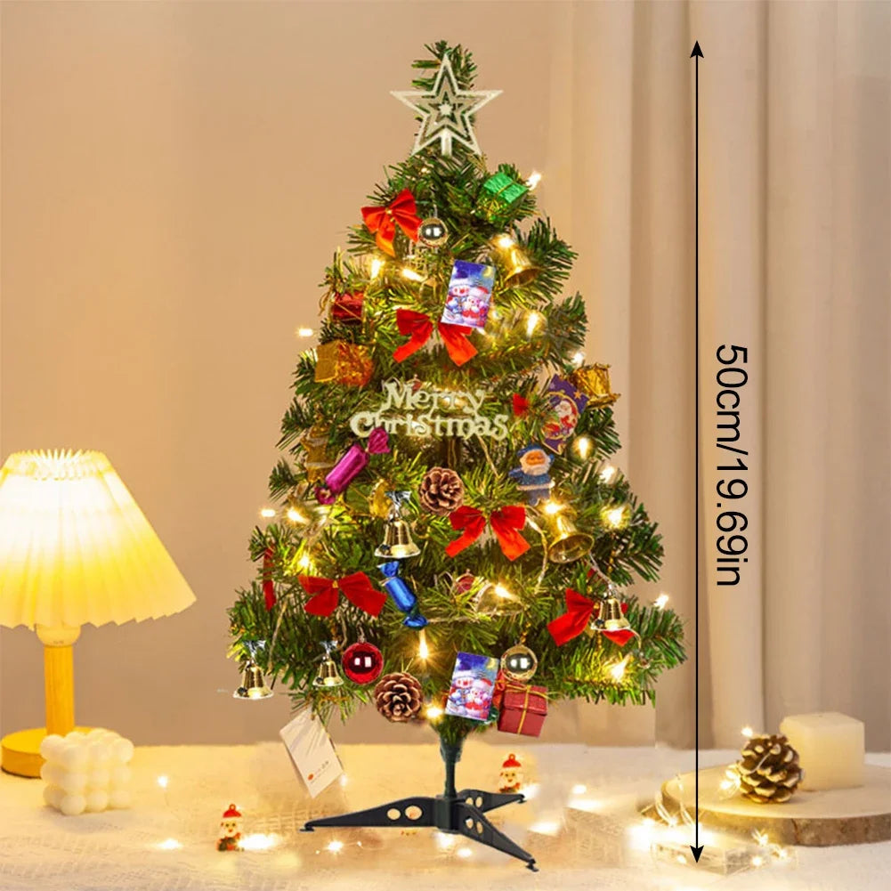 50cm Christmas Tree Set Christmas Decor With Lights Desktop Mini Christmas Tree Ornaments New Year Party Decoration Gift Navi