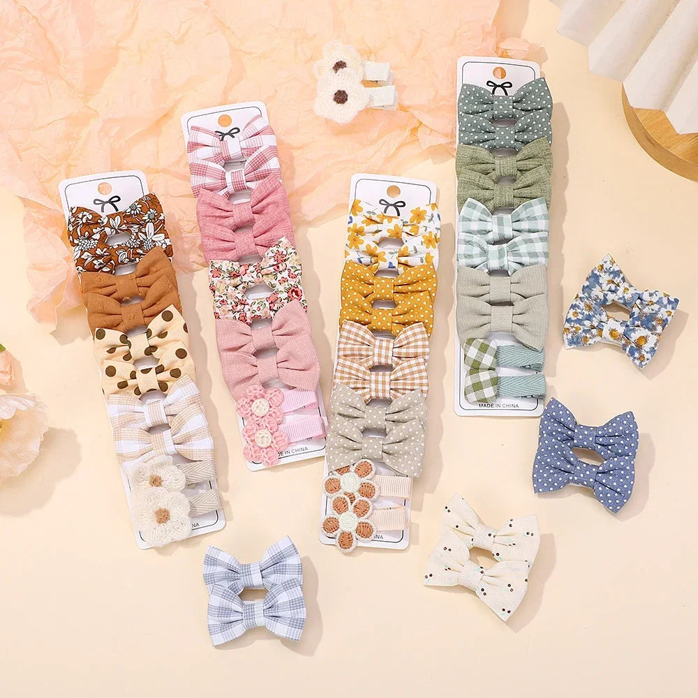 BABY BOWS 20Pcs/set Handmade Fabric Printed Barrette Boutique Mini Boutique Bangs Bow Hair Clip Ins Daisy Hairgripes