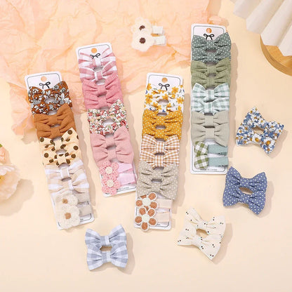 BABY BOWS 20Pcs/set Handmade Fabric Printed Barrette Boutique Mini Boutique Bangs Bow Hair Clip Ins Daisy Hairgripes