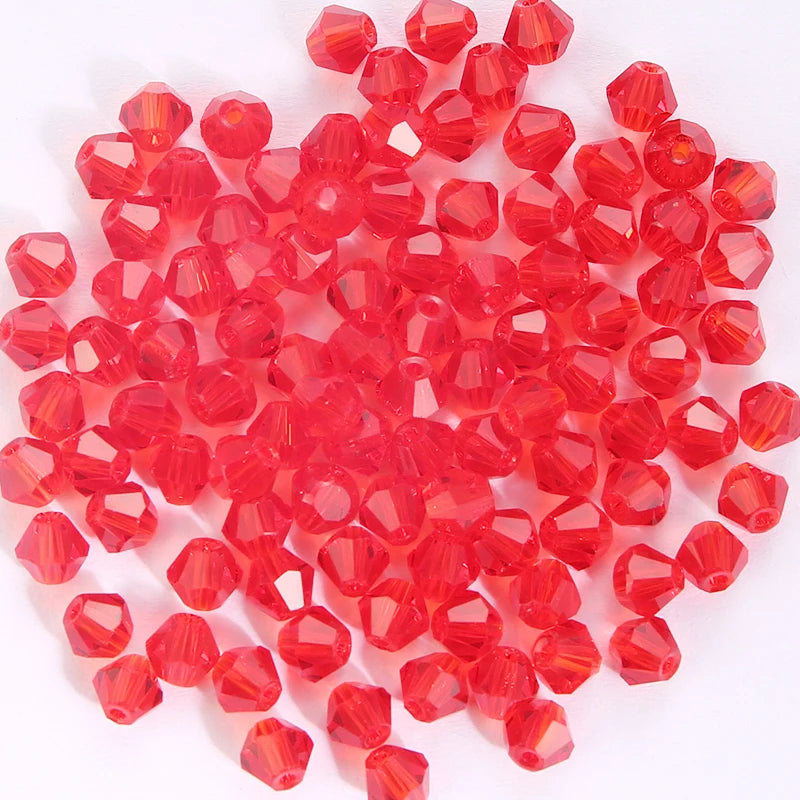 100Pcs 4MM Glass Bicone Shaped Beads Faceted Crystal Beads for Jewelry Making Bracelet Necklace Earrings DIY Beading