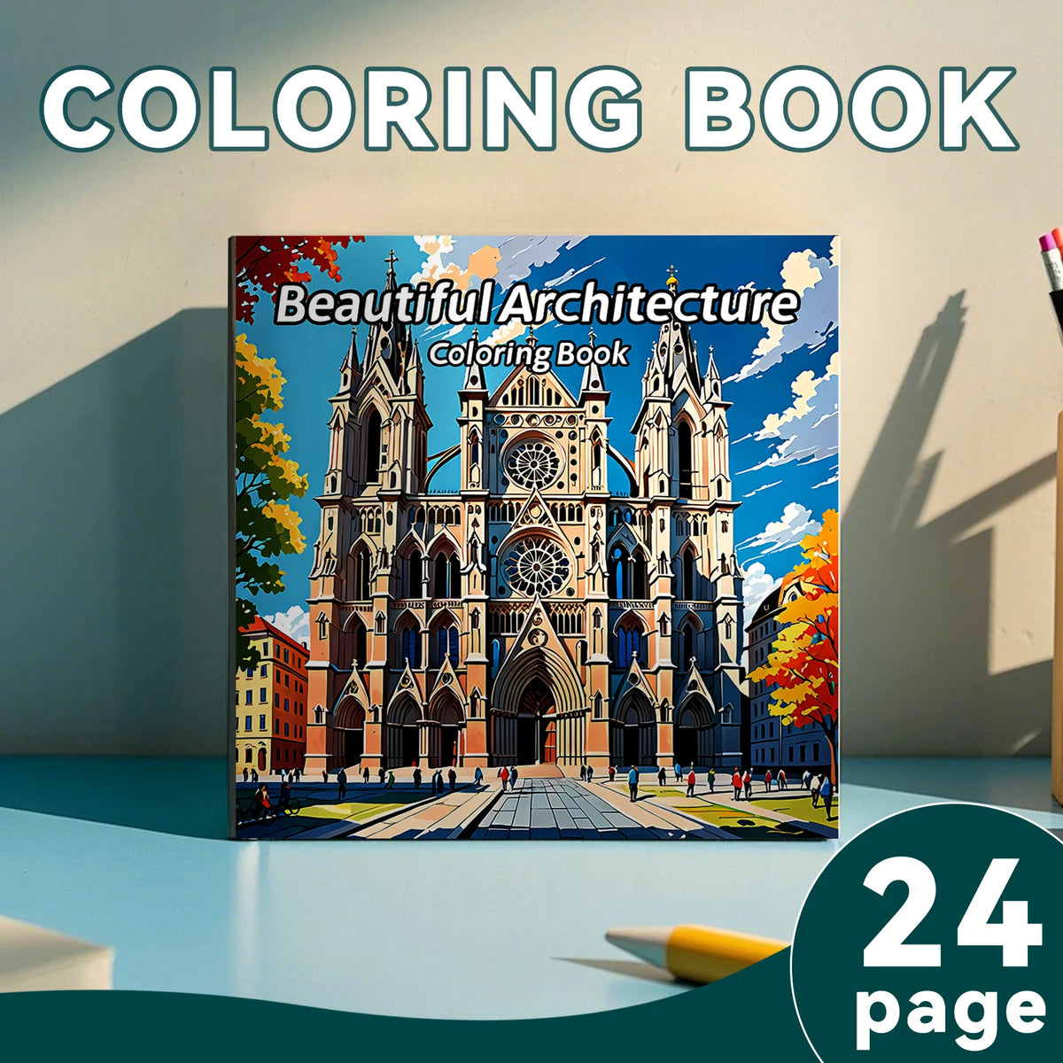 Adult Picture Book 24 Pages Beautiful Architecture Coloring Book Can Relax and Relieve Stress Graffiti Painting Drawing