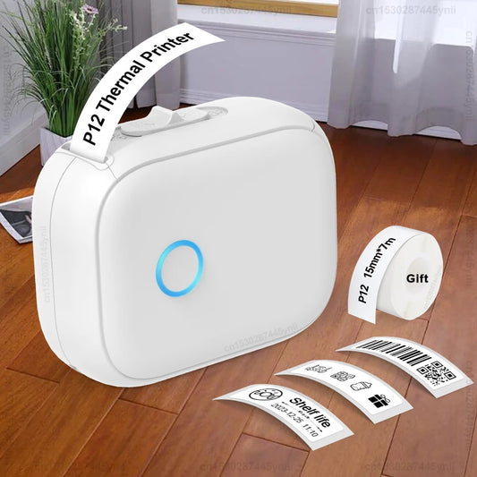P12 Thermal Label Printer Similar as D11 D110 D101 Marklife P12 Mini Label Maker Handheld Label Machine with Adhesive Label T