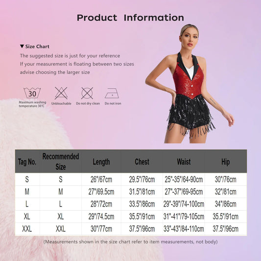 Women Ballet Latin Dance Clothes Shiny Sequins Tassel Leotard Bodysuit Girl Group Dancer Singer Concert Performance Costumes