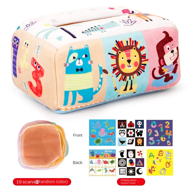 Baby Montessori Toy,Magic Tissue Box,Educational Learning Activity Sensory Toy For Kids Finger Exercising Busy Board Baby Gam