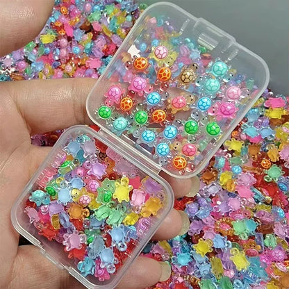 100Pcs Mini Resin Turtles Night Glow Turtle Figurines Multi-Function Glow in The Night Turtle Miniatures for Micro Landscapin