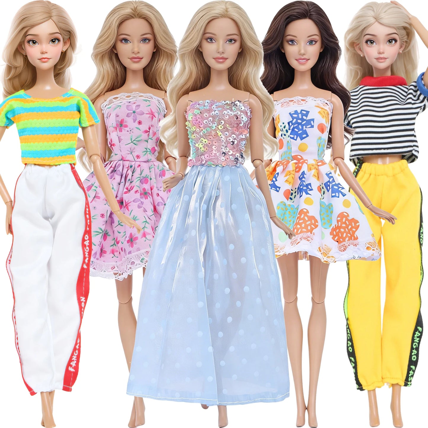 5 Set 3 Set Handmade Fashion Doll Outfit Daily Casual Wear Blouse Shirt Vest Bottom Pants Skirt Clothes for 1/6 Doll Accessor