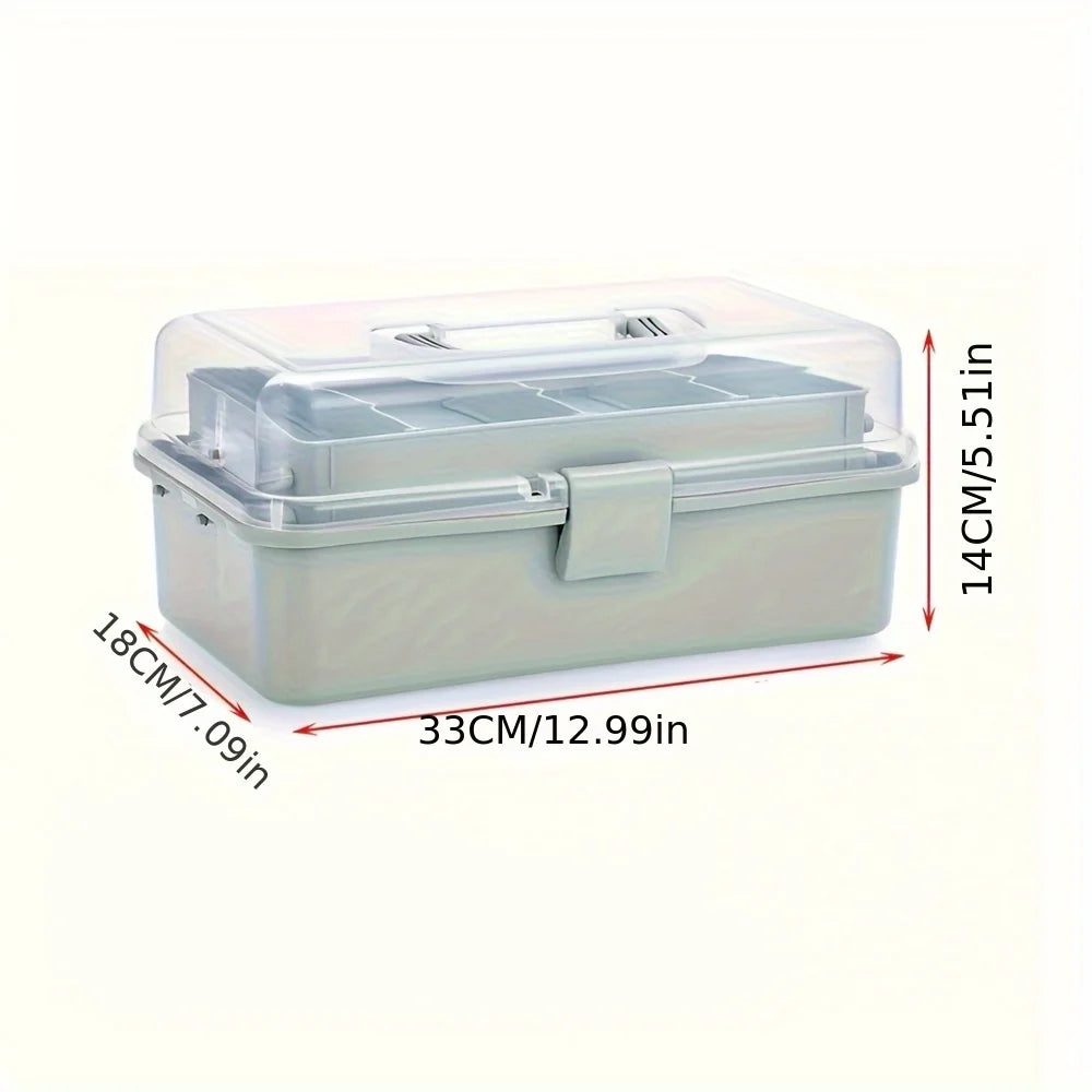 3-Layer Plastic Dividing Storage Box Craft Organizer and Storage with Adjustable Spacers Portable Handled Art Supply Organize