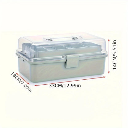 3-Layer Plastic Dividing Storage Box Craft Organizer and Storage with Adjustable Spacers Portable Handled Art Supply Organize