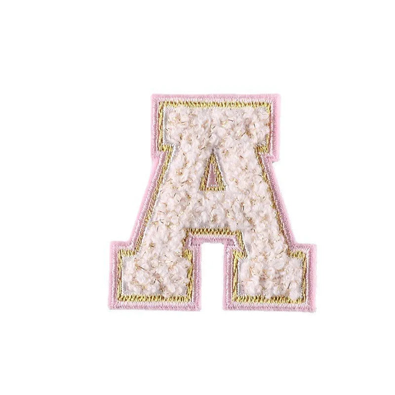 Pink Letters Towel Embroidered Iron On Sew On Patch Applique Diy Name Badges Alphabet Patches For Clothing Bag Accessories