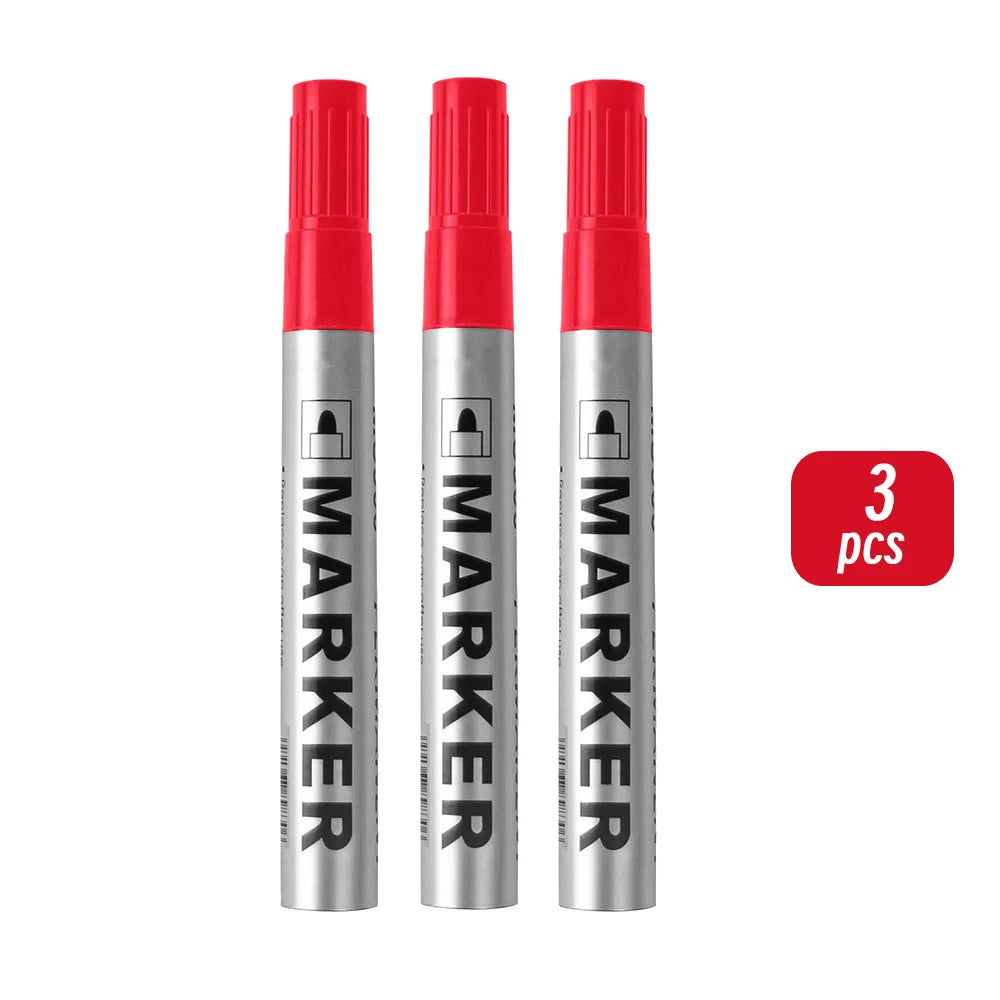 Permanent Paint Marker Pen Waterproof Black Pen for Tyre Oily Markers Quick Drying Signature Pen Stationery Supplies - 3 red