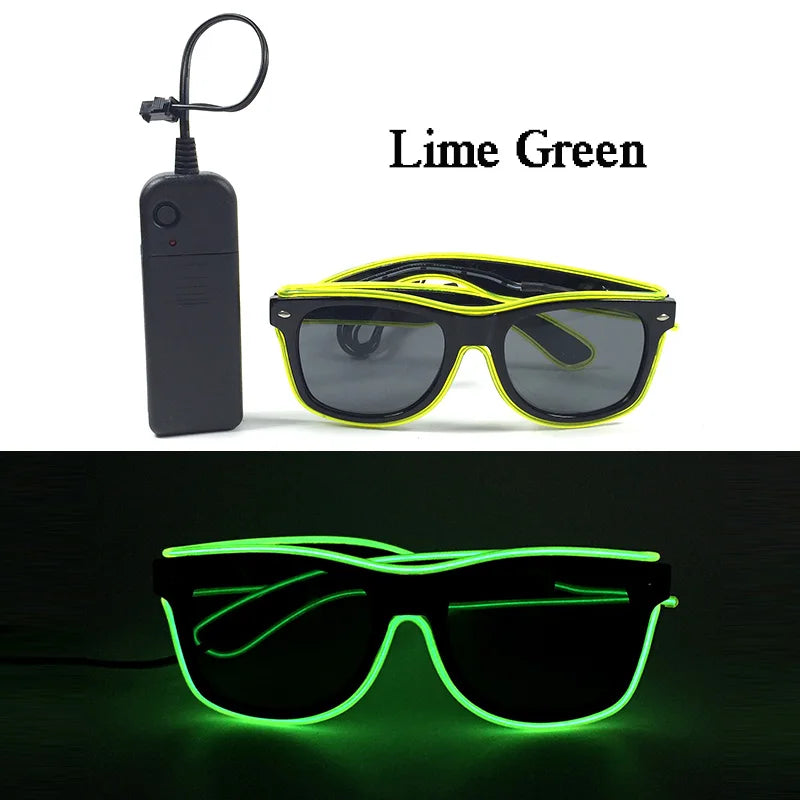 1PC Light Up LED Glasses Glow Sunglasses EL Wire Neon Glasses Glow in The Dark Party Supplies Neon Party Favors for Adults - 
