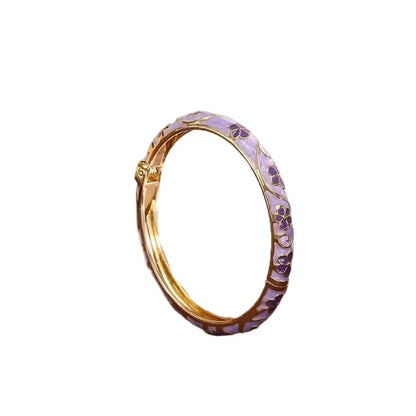 Traditional Vintage Cloisonne Bangle Chinese Classic Hollow Out Flower Bangle Vintage Ethnic Women's Hand Bracelet Jewelry Gi