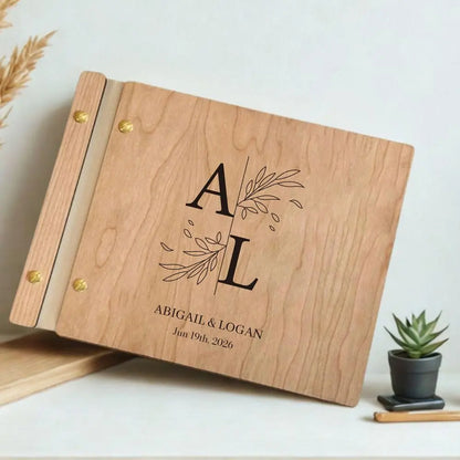 Custom Guest Book Wedding Wooden Memorial Book Mr & Mrs Signing Book Engagement Party Decor Personalized Gift Photo Album