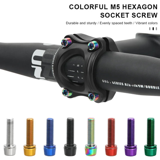6pcs/set Bicycle Handlebar Screws M5*18MM Titanium-plated Colorful Steel MTB Bike Handle Bar Stem Riser Bottle Holder Bolts