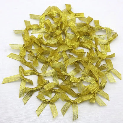 4x4cm Colourful Bows Small Size Polyester Satin Ribbon Bow Flower DIY Craft Decoration - Gold / 200pcs