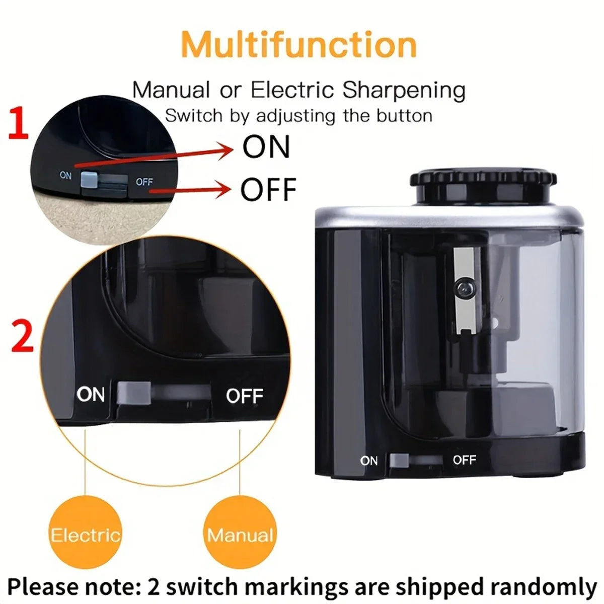 Electric Sharpener Assembly Desktop Automatic Pencil Sharpener Suitable To Pencils (6-8mm) for Students School Office Station