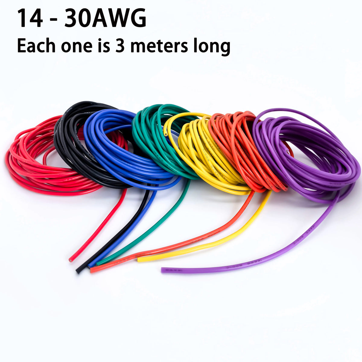 14/16/18/20/22/24/26/28/30 AWG Silicone Electric Wire 3 Meter/10ft- Soft, Flexible Tin-Copper Wire High Temperature Resistant
