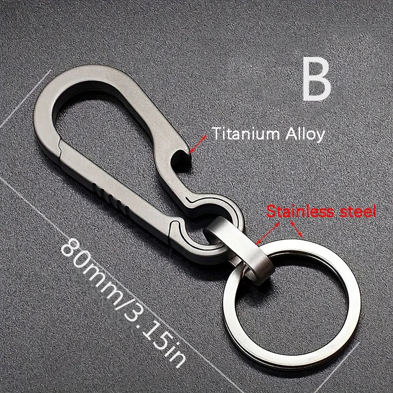 Titantium Carabiner Keychain Carabiner Hook Key Ring Key Holder with Bottle Opener for Camping Hiking Fishing Travel Outdoor 