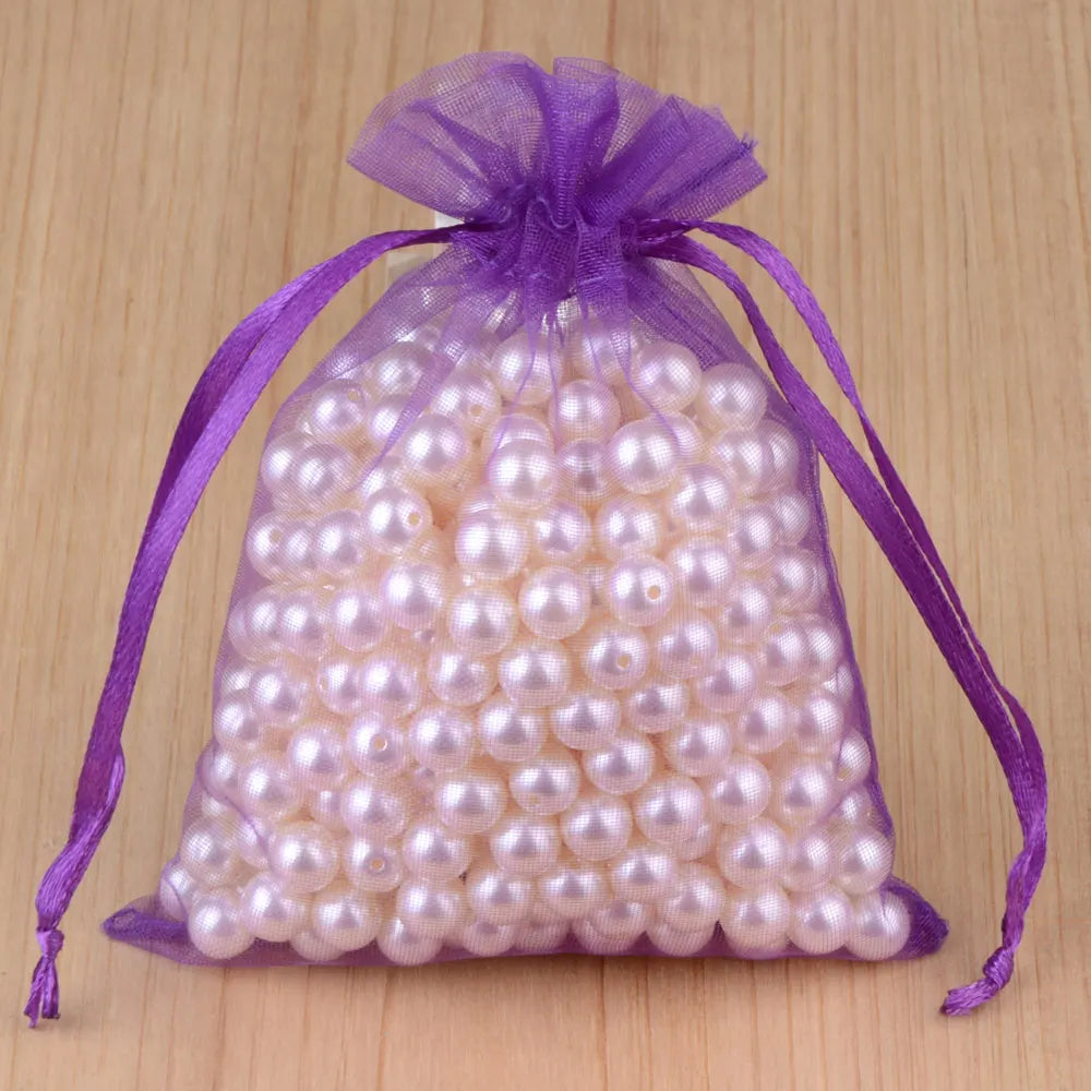 100pcs 24 Colors Jewelry Packaging Bag 5*7 7*9 9*12 10*15cm Organza Bags Gift Storage Wedding Drawstring Pouches Wholesales -