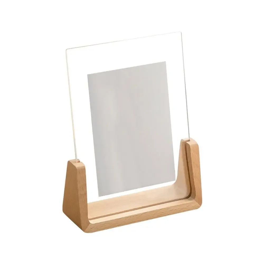 Walnut/Beech Creative Photo Frame Acrylic U Shape Transparent Frame Desktop Wood Wedding Pictures Frame Office Decor - 10.2x1
